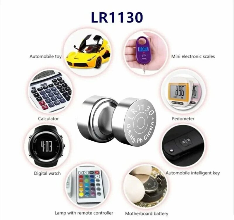 Bateria de botão alcalino para relógio, aparelho auditivo, lanterna, brinquedos de calendário, AG10, LR1130, 1.55V, LR 1130, SR1130, 389A, LR54, L1131