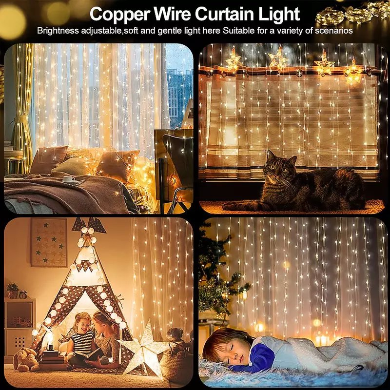 LED 스트링 조명 크리스마스 장식, 원격 제어, 휴일, 결혼식, 동화, 화환 조명, 침실 커튼, 야외, 가정, 6m