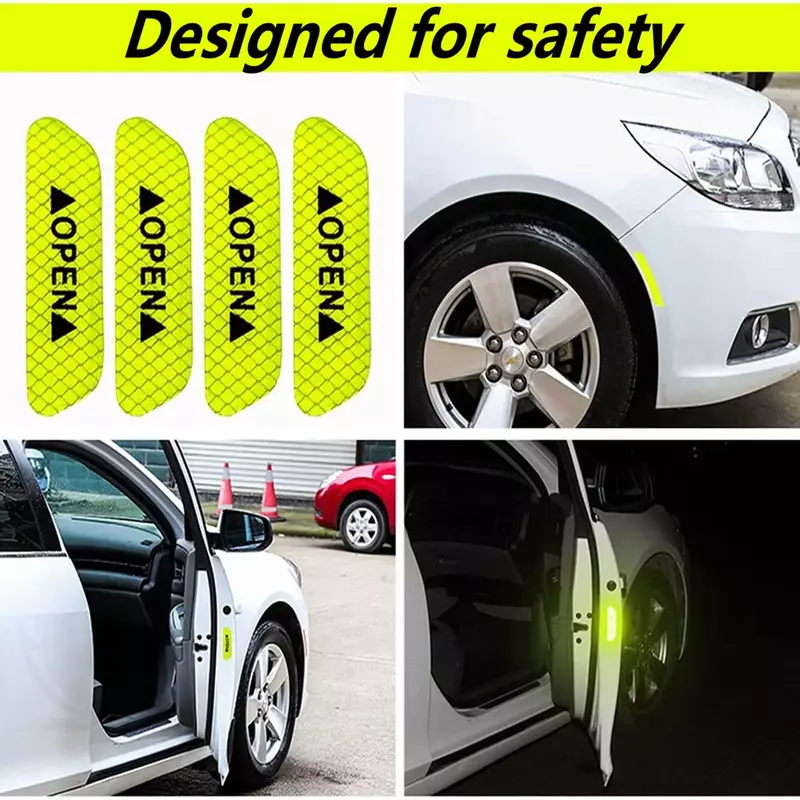 Pegatina reflectante nocturna para puerta de coche, cinta reflectora de advertencia de apertura de seguridad, calcomanía, accesorios para coche, Reflector Interior Exterior