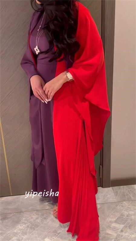 Платье для выпускного вечера Саудовская Аравия платье для выпускного вечера атласное ДРАПИРОВАННОЕ пляжное ТРАПЕЦИЕВИДНОЕ ПЛАТЬЕ с высоким воротником на заказ Длинные платья