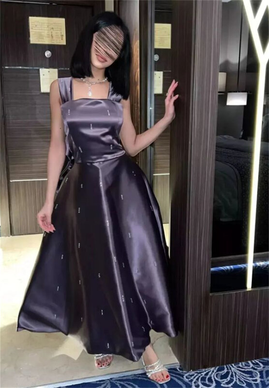 Prom Dresses Simple Spaghetti A-line Party Bows Draped Satin Occasion Evening Gown платье женское вечернее שמלות ערב נשים 2024