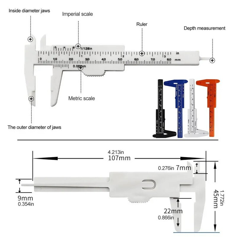 Mini Plastic Nonius Remklauw Micrometer 80Mm Mini Liniaal Nauwkeurige Meetinstrumenten Standaard Nonius Remklauw