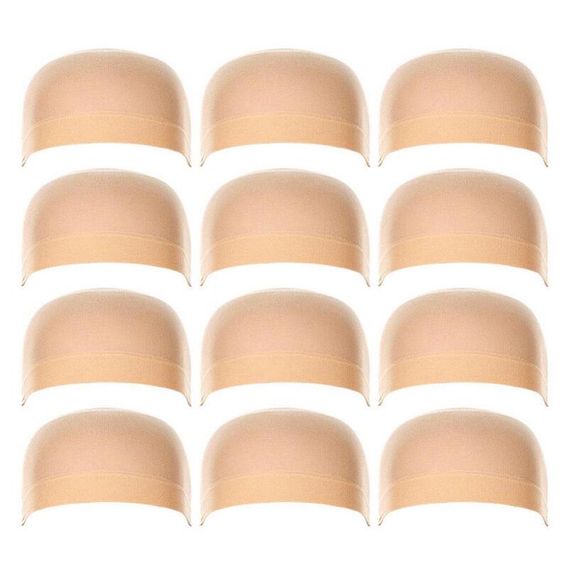 2/12Pcs Wig Hat Women Men High Stretchy Wig Liner Cap Hat Hairpiece Cosplay Wig Caps Stocking Elastic Liner Mesh For Making Wigs