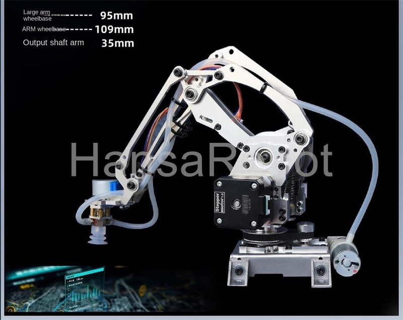 吸引ポンプ付きの金属製のロボットアームの大きな負荷,機械式産業用ミニキット,セカンダリモーター,4 din