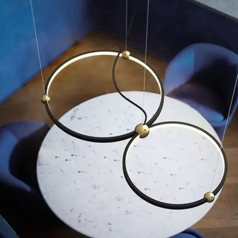 Mode Binnenverlichting Moderne Led Hanglamp Ringen Ophanging Armatuur Zwart Nieuw Armatuur Home Art Deco Hanglampen