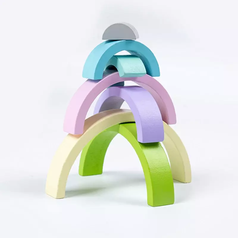 New Kids Montessori Arch Bridge Rainbow Building Blocks giocattoli in legno Baby Early Education Color Cognitive Blocks Toy