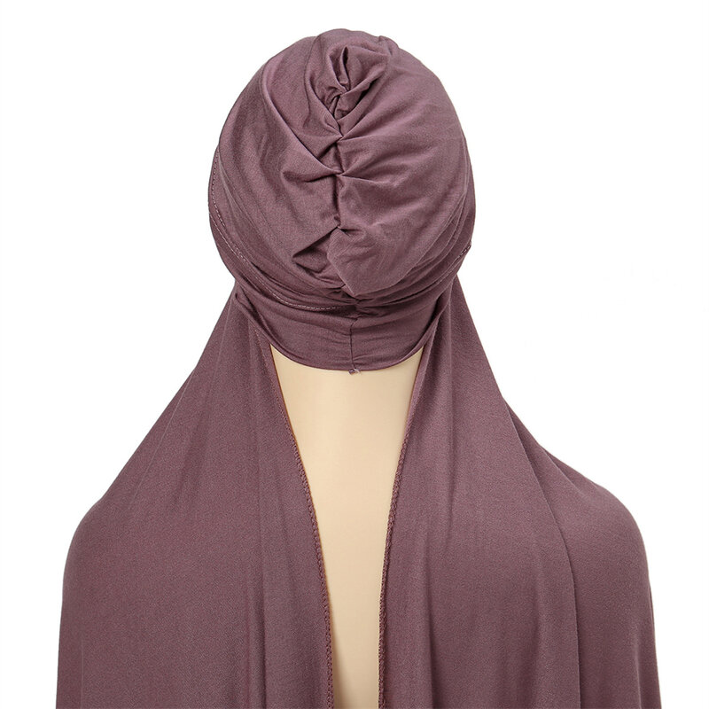여성용 즉석 시폰 히잡 스카프, 이너 캡 부착 목 커버, 터번 언더스카프 히잡 보넷, 이슬람 패션 헤드랩