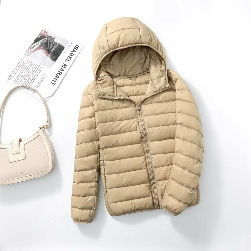 Casacos reversíveis com capuz para mulheres, casacos embaláveis, 90% pato branco para baixo, manter quente, qualidade superior, novo, inverno