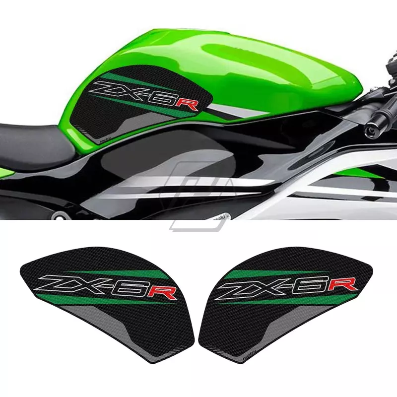Stiker tangki bahan bakar samping, untuk Kawasaki ZX-6R ZX6R 2009-2016 2015 2014 2013 2012 sepeda motor antiselip bantalan tahan air stiker karet