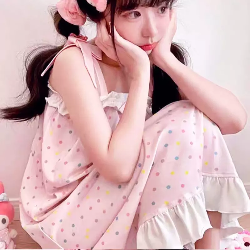 Sanrio Cinnamoroll Melodie Zoete Roze Nachthemd Voor Vrouwen Kawaii Japan Stijl Meisjes Zachte Nachthemden Homewear Student Y 2K Pyjama