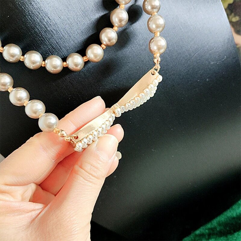 Винтажные темпераментные стеклянные жемчужные ожерелья с кулоном в виде банта для женщин и девушек аксессуары для подарка оптовая продажа ювелирных изделий