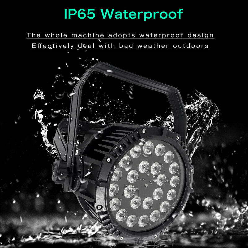 24×12W/24x18W RGBWA UV 6 in 1 IP65 Waterproof LED Par Light Outdoor Waterproof Stage Light for DJ Disco Stage Performance