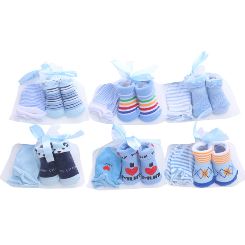 Новый комплект милых мультяшных детских носков носки и перчатки для новорожденных