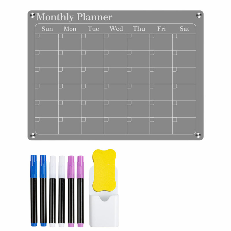 Calendario magnético de acrílico, tablero de borrado en seco, mensajes personalizables, fácil
