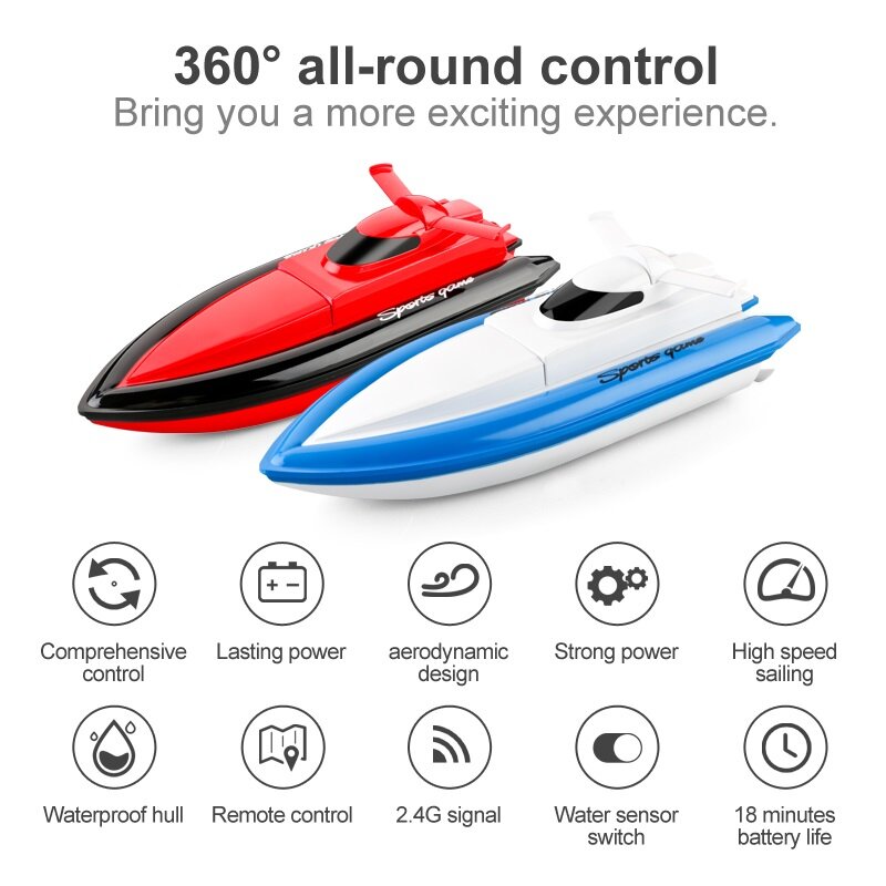 Barco de Control remoto de alta velocidad para niños, juguete de barco de competición con batería de larga duración, 2,4G, RCSpeedboat, estanque de agua, regalo