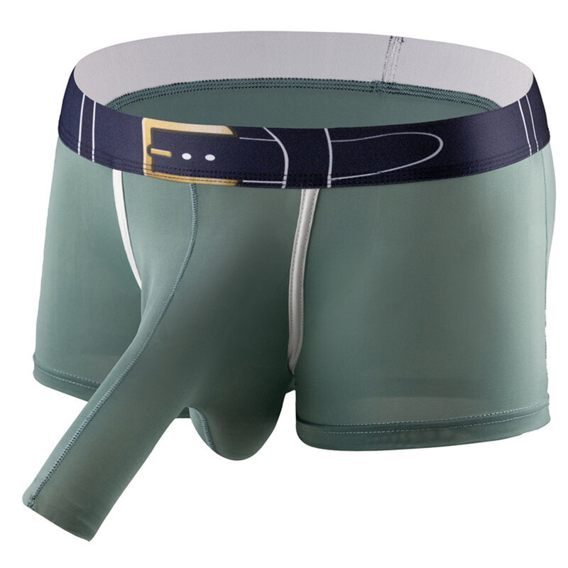 กางเกงบ็อกเซอร์เปิดจมูกช้างสำหรับผู้ชายกางเกง3D พิมพ์ลายเข็มขัดชุดคอสเพลย์พยาบาลผ้าไอซ์ซิลค์ระบายอากาศได้ดี