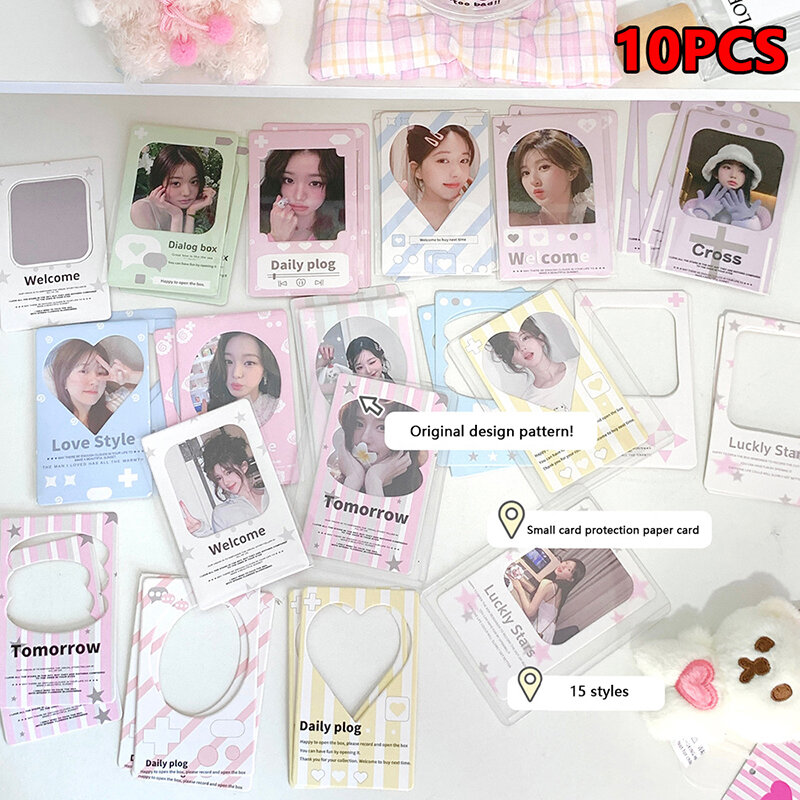 Mini porte-cartes photo Kpop tête creuse Kawaii, sac de collection de cartes photo bricolage, école, papeterie, 10 pièces
