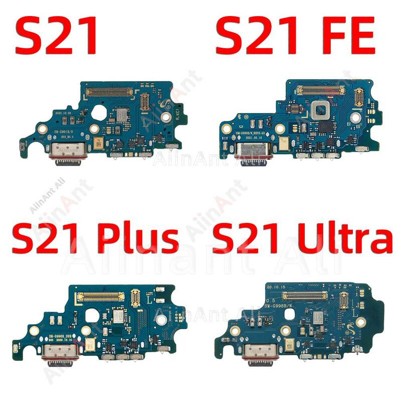 AiinAnt 오리지널 도크 USB 충전기 보드 커넥터, 충전 포트 플렉스 케이블 For Samsung Galaxy S21 Ultra Plus FE S21+ G998B G998U G996B G996U G991B G991U G990B G990E G998N G996N G991N G990U Spare Parts