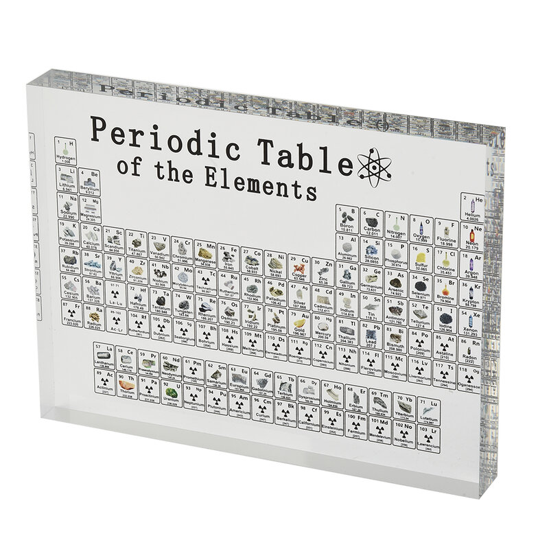 Meja periodik kimia dengan elemen tampilan akrilik 85-bit Dekorasi Rumah sampel ornamen huruf belajar sekolah