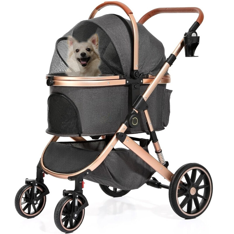 Stroller for Small Medium Dogs,Pet Stroller 3-in-1 4 Wheels Travel Jogger for Puppies Doggies Stroller with Detachable Carrier