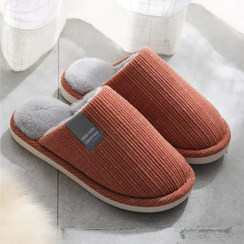 Winter Home Slippers Non-slip Soft Bottom Thick Plush Sole Women Warm House Shoes Indoor Bedroom Couples Flat Pillow Slide