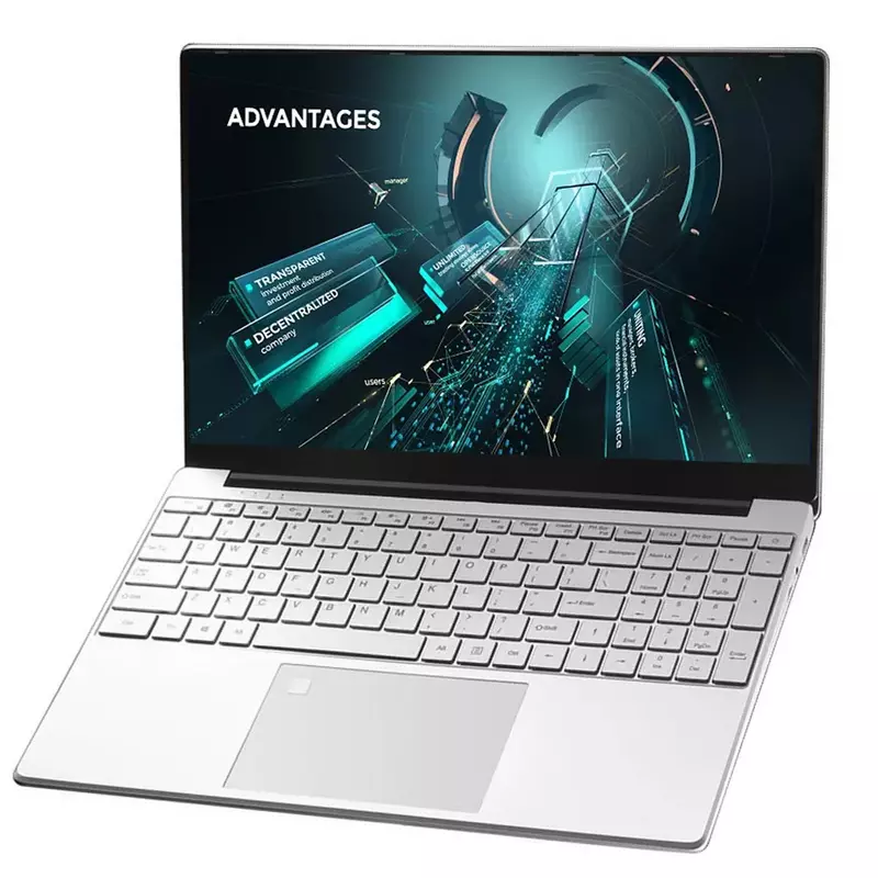 Laptop prata com CPU N5095, 15,6-Polegada Full HD 1920x1080 IPS Display, design elegante para desempenho e produtividade, CPU