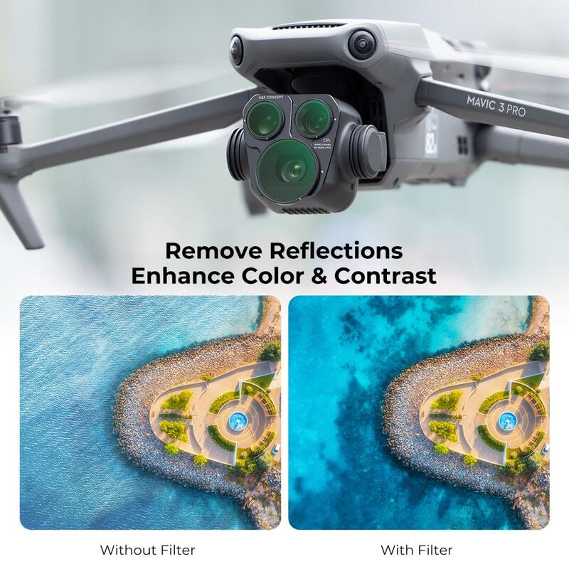 K & F Concept Drone Filter per DJI Mavic 3 Pro Filter Kit 3 pezzi (CPL + ND8 + ND16) 28 strati di vetro ottico HD rivestito antiriflesso