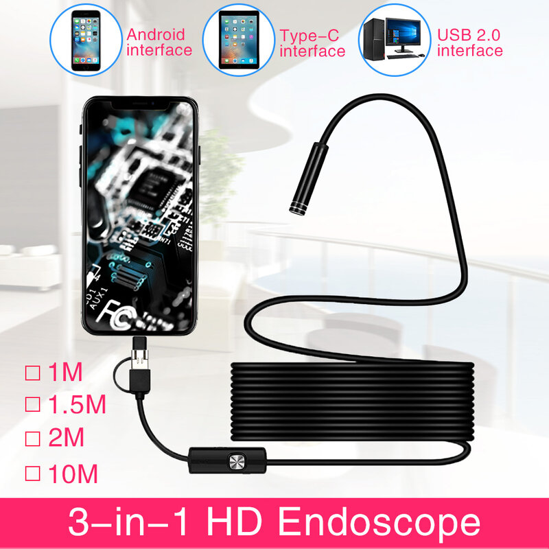 Эндоскоп с беспроводной камерой 720P и объективом 9 мм, водонепроницаемый, для Android, IOS, Windows, Iphone