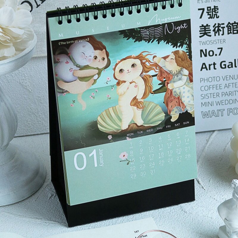 1 шт., декоративный календарь с котенком 2024