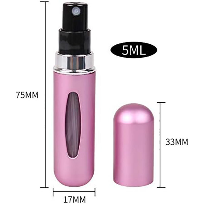 Viagem Perfume Garrafa Recarregável, Portátil Mini Atomizador Spray, Mulheres Bolso Dispenser, Colónia Pulverizador, 5ml, 5Pcs por Conjunto