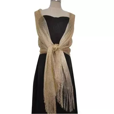 Женское вечернее платье, элегантный шелковый шарф с кисточками для свадьбы и выпускного вечера, золотистые аксессуары для одежды