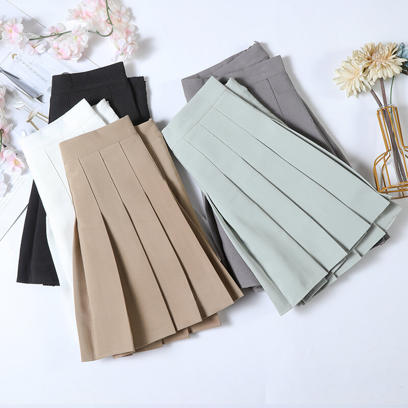 Women's Skirt With Shorts Spring Korea Style Clothes Brown A Line High Waist Y2k Mini saias Summer Black Pleated Skirt For Girls