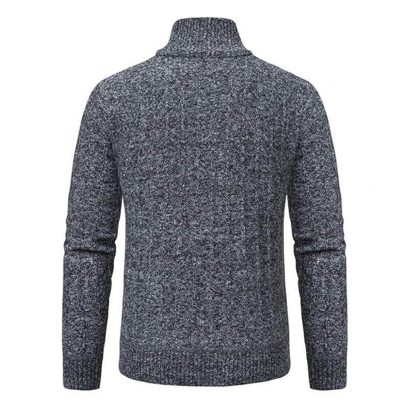 Sweater tebal hangat pria, nyaman Sweater desain ritsleting kerah berdiri lengan panjang Pullover Ideal untuk musim gugur musim dingin pakaian kasual
