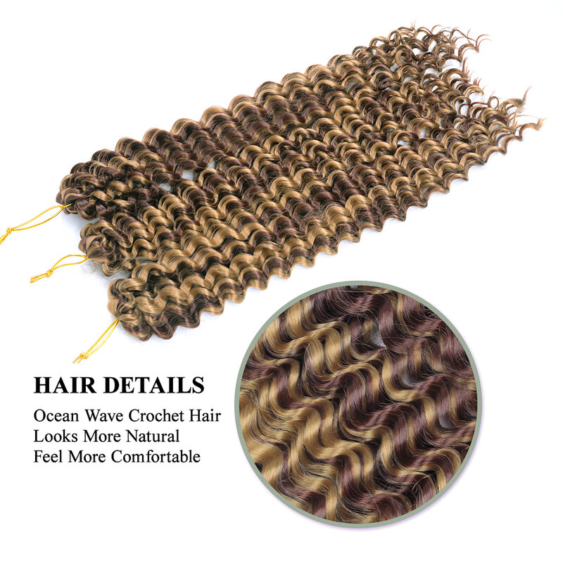 Sunfay Deep Wavy Twist Crochet Hair capelli ricci Afro sintetici trecce all'uncinetto Ombre Brown 22 pollici intrecciare l'estensione dei capelli