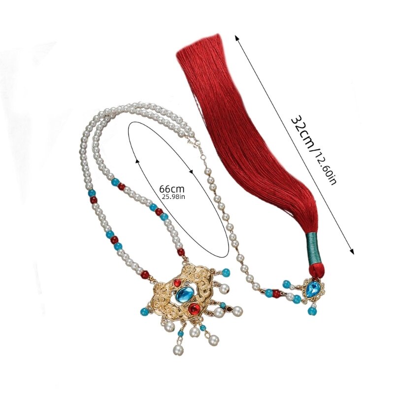 Costume tradizionale Cintura a catena con frange Cintura a faccia cavallo Gonna con pendente Collana con frange Decorativi