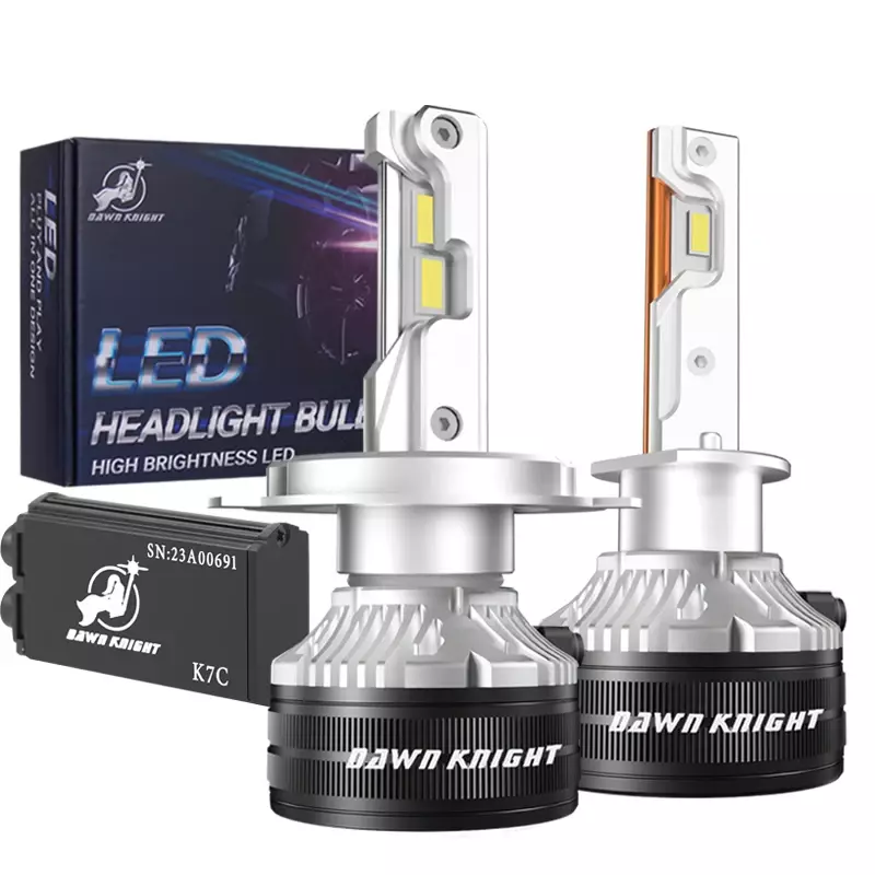 DAWNKNIGHT – phare Led avec 3 tubes en cuivre, pour voiture H11 HB3 4300 HB4 9005, 9006 K, H4 H1 H7, 2 pièces, 12V