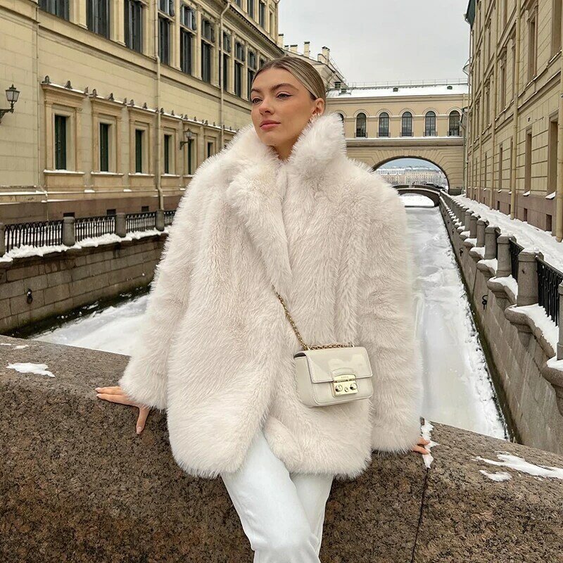 Роскошное Брендовое эко-пальто, эксклюзивная пушистая женская зимняя куртка из искусственного меха, пушистая Толстая теплая длинная куртка премиум-класса, праздничное пальто