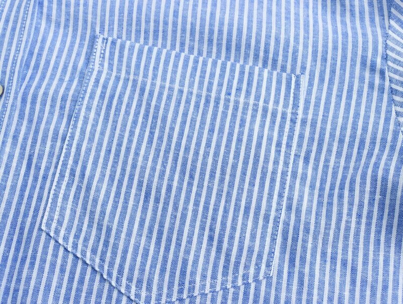 Women's 2024 new fashion pocket decoration loose linen blend striped shirt retro long sleeved Button up women's shirt chic top