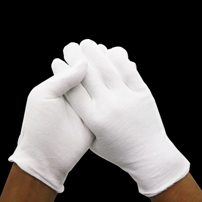 1 para bawełniane białe rękawice robocze dla mężczyzny kobiety suche ręce rękawice oddychające lekkie uroczyste rękawiczki inspekcyjne Unisex