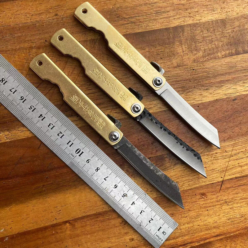 Mini couteau pliant Damas, autodéfense portable, manche DulCopper, couteau manuel, portable, nouveau, 2024