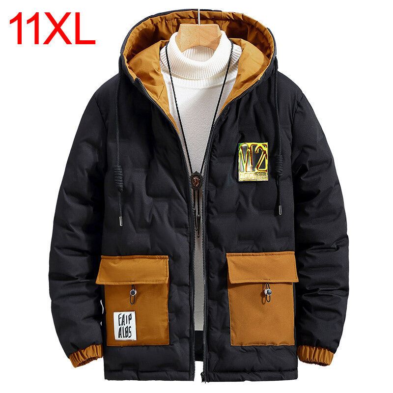 플러스 사이즈 남성용 화이트 덕 다운 재킷, 겨울 트렌드, 느슨한 패치워크 포켓, 160kg 50%, 11xl