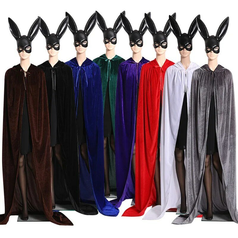 Halloween Kostuums Wizard Cloak Voor Volwassenen Vrouwen Mannen Lange Death Hooded Capes Mantel