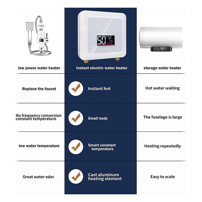 Chauffe-eau électrique instantané avec télécommande, 5500W, 110V, température constante, eau chaude