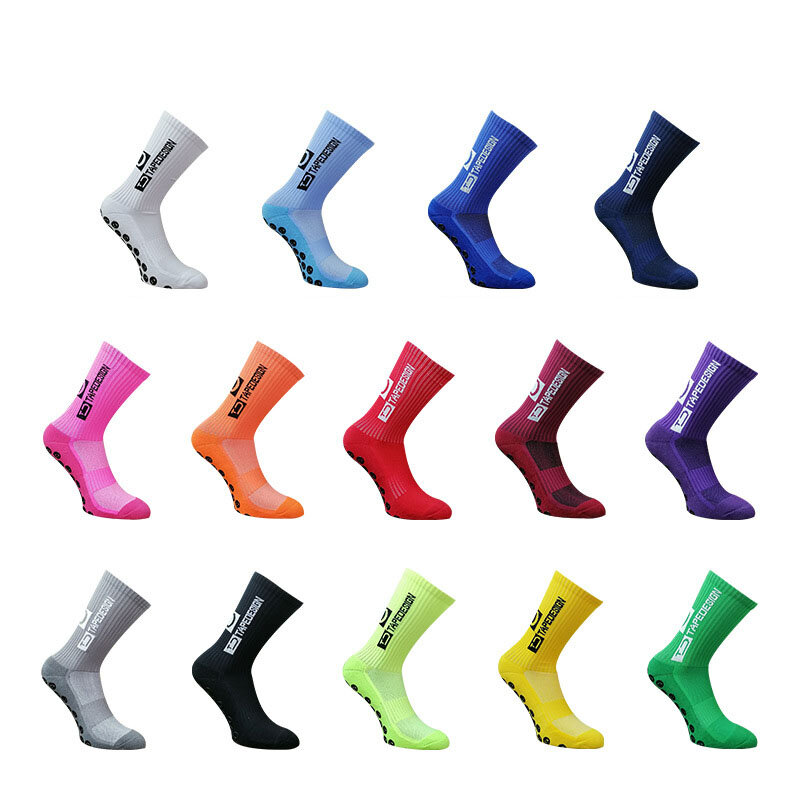 ถุงเท้ากีฬาฟุตบอลระบายอากาศได้ดีสีสันสดใสกันลื่นออกแบบโลโก้ได้ตามต้องการ