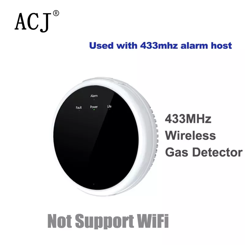ACJ-Gás Leak Alarm Sensor, Detector Combustível Natural, Metano Biogás, Uso para Home Alarm, Host Security System, PG103, H501, 433MHz