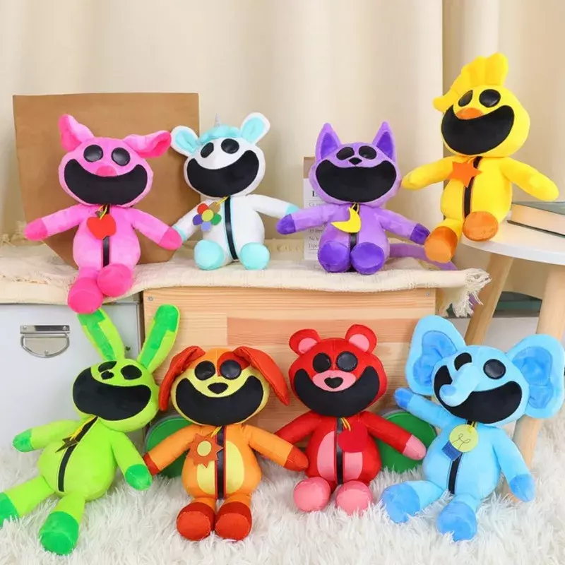 Bonito Sorrindo Catnap Pickup Plush Toy para Crianças, Boneca Plushie, Anime Kawaii, Soft Stuffed, Cartoon Game, Dogday, Presente de Natal