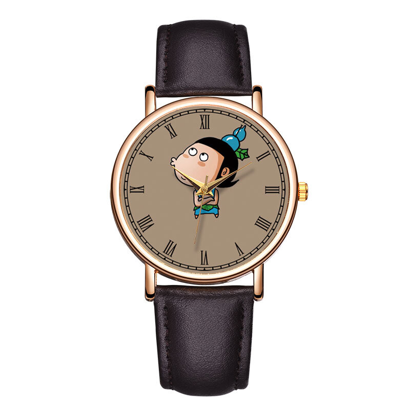 Modny zegarek damski śliczny zegarek kwarcowy dla dzieci z tykwy z prawdziwej skóry wodoodporny pasek zegarki na rękę mniejszości Dropshipping