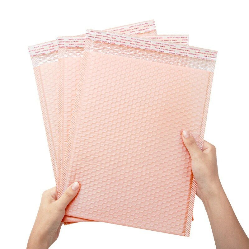 Auto selo Poly Bubble Mailers, Envelopes acolchoados Sacos de presente, embalagem Envelope para livro, rosa claro, 29x38cm, 20pcs
