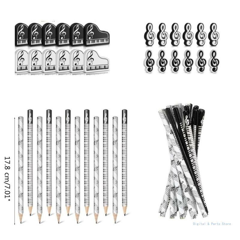 M17F Музыкальные карандаши Карандаш для музыкальных нот с ластиками для студентов Белые черные карандаши