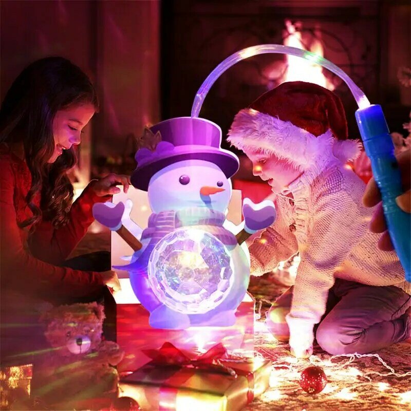 فانوس ثلج مضيء محمول للأطفال ، لوازم العطلات ، 3 مفاتيح تروس ، بلاستيك ، إبداعي ، سهل الاستخدام ، هدية عيد الميلاد